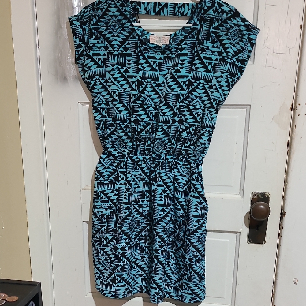 Pink Republic Blue and Black Geometric Mini Dress